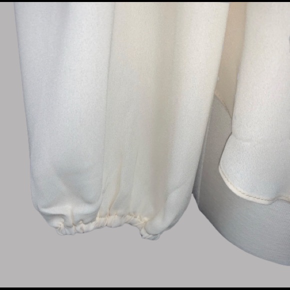 Cream Semi Sheer Button Down Blouse - Picture 6 of 7